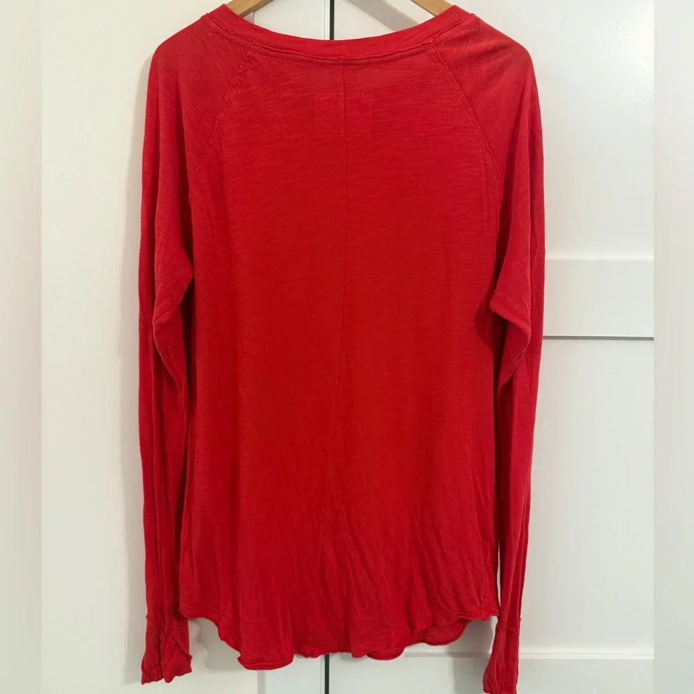 We The Free Bright Red Long Sleeve Tee - Picture 2 of 6